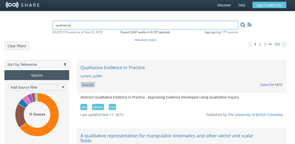 The SHARE interface for searching data